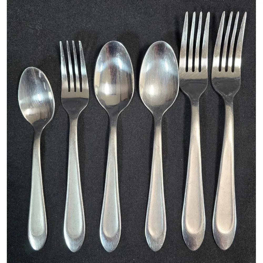 Oneida SATIN CARTER Stainless Frosted Accent Silverware Flatware Set‎ of 6